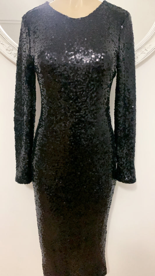 Sophisticated Black Sequins Dress